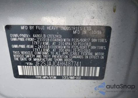 2017 Subaru Forester 2.5I Limited z USA, uszkodzony, nr VIN JF2SJAJC4HH487741